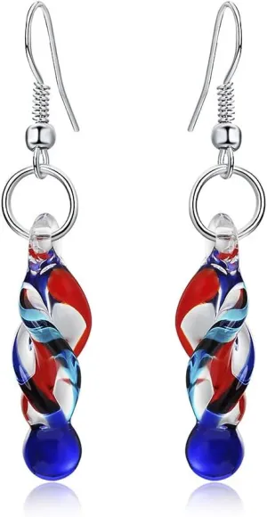 Unique Glass Artist Earrings Glaze Twist Spiral Lovely Owl Dangle earrings Handmade Glass Geometric Earrings for Women Jewelry-Twist