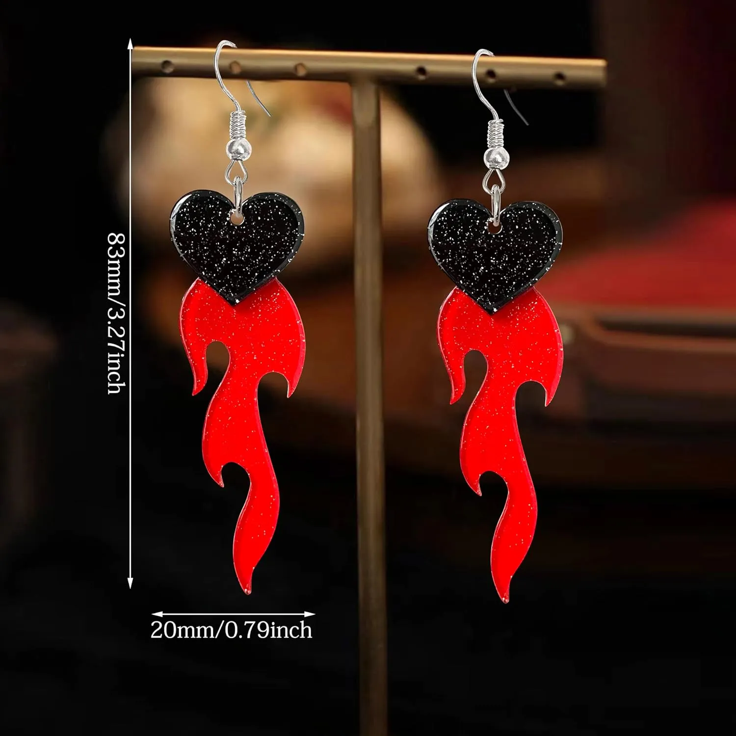 Unique Gothic Lightweight Acrylic Round Fire Dangle Drop Earrings Funny Creative Vintage Punk Circle Fire Flame Element for Women Statement Geometric Cosplay Prom Halloween Jewelry Gifts