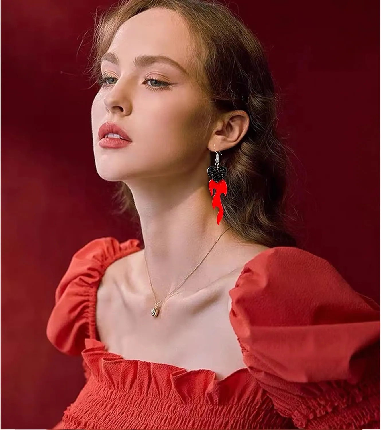 Unique Gothic Lightweight Acrylic Round Fire Dangle Drop Earrings Funny Creative Vintage Punk Circle Fire Flame Element for Women Statement Geometric Cosplay Prom Halloween Jewelry Gifts