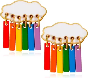 Unique Rainbow Dangle Drop Earrings Cute White Clouds Stud Earrings Jewelry Gifts For Women