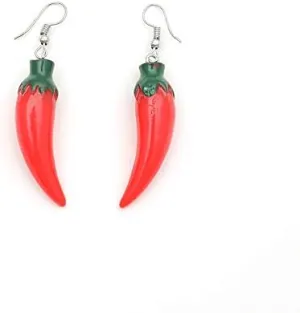 Unique Red Chili Pepper Earrings Cute Funny Lifelike Simulation Vegetable Food Resin Pepper Dangle Drop Statement Earrings for Women