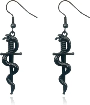 Unique Retro Gothic Long Sword Hook Earrings Vintage Silver Punk Style Knife Dangle Earrings for Women Trendy Men Statement Jewelry Gifts