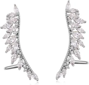 Unique Wing Shape Ear Cuffs -plated Zircon Earrings Comfortable Non-pierced Earring Wrap Clip for Daily Wear