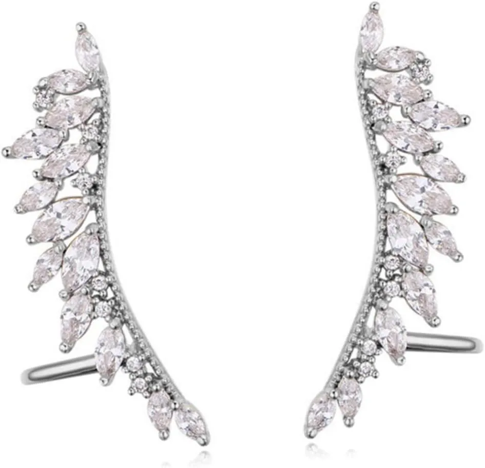 Unique Wing Shape Ear Cuffs -plated Zircon Earrings Comfortable Non-pierced Earring Wrap Clip for Daily Wear