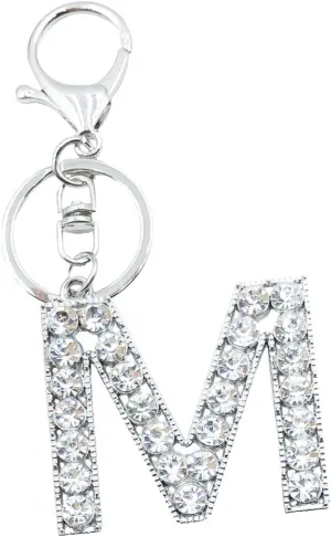 Unpafcxddyig Fashion A-Z Initials Letter Keychain Shiny Crystal Keyring DIY Key Ring Silver for Women Handbags backpack