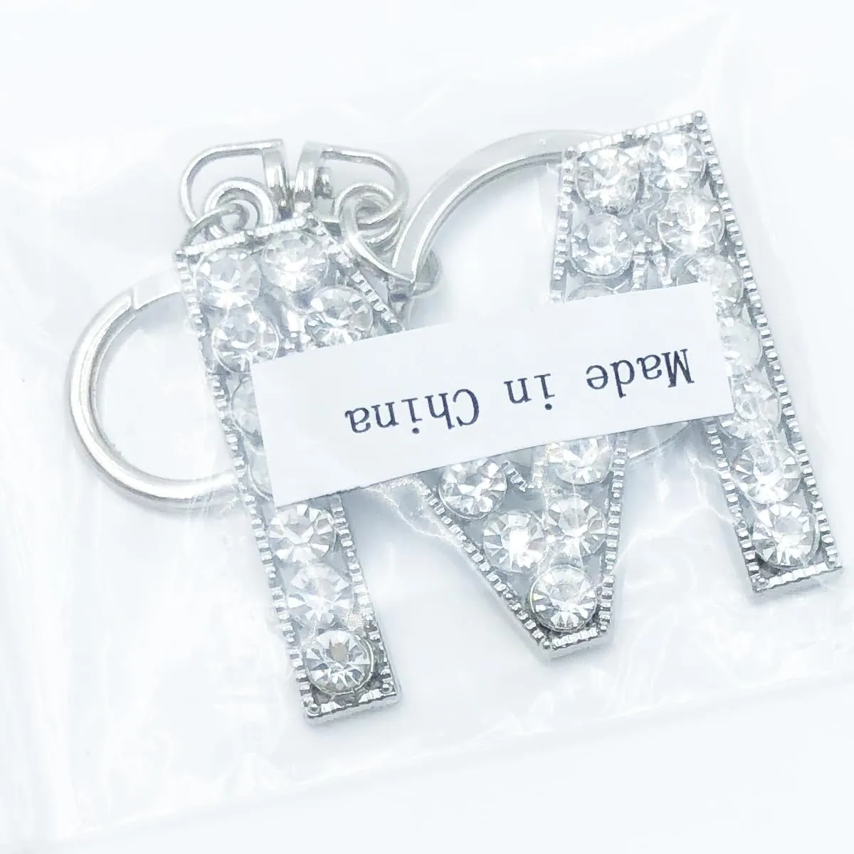Unpafcxddyig Fashion A-Z Initials Letter Keychain Shiny Crystal Keyring DIY Key Ring Silver for Women Handbags backpack