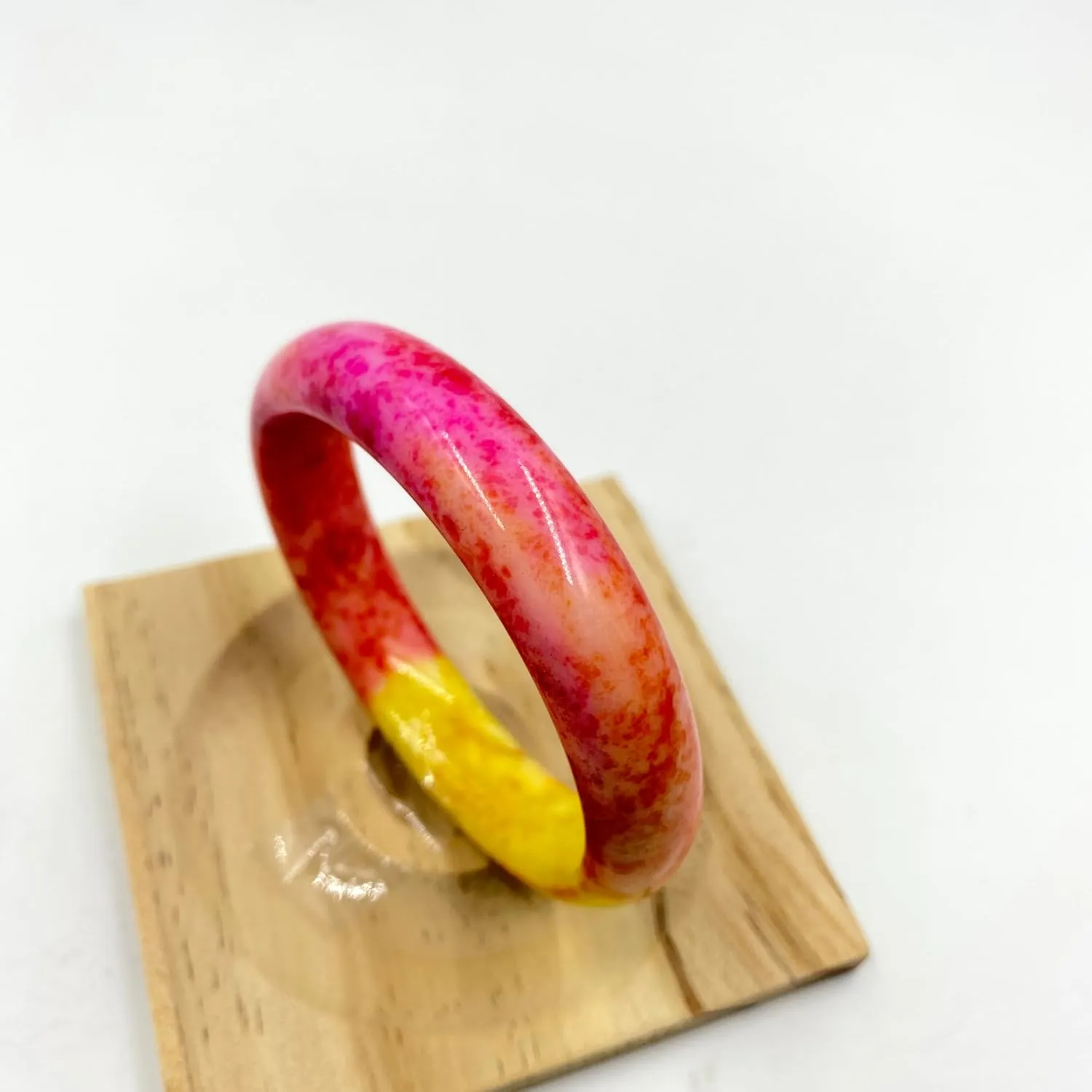 URED Colored Jade Bangle Bracelet For Women Chinese Feng Shui Good Luck Healing Wealth Bracelet Genuine Jade Stone Bracelet Yoga Meditation Energy Bangle Woman Mother Birthday Gift