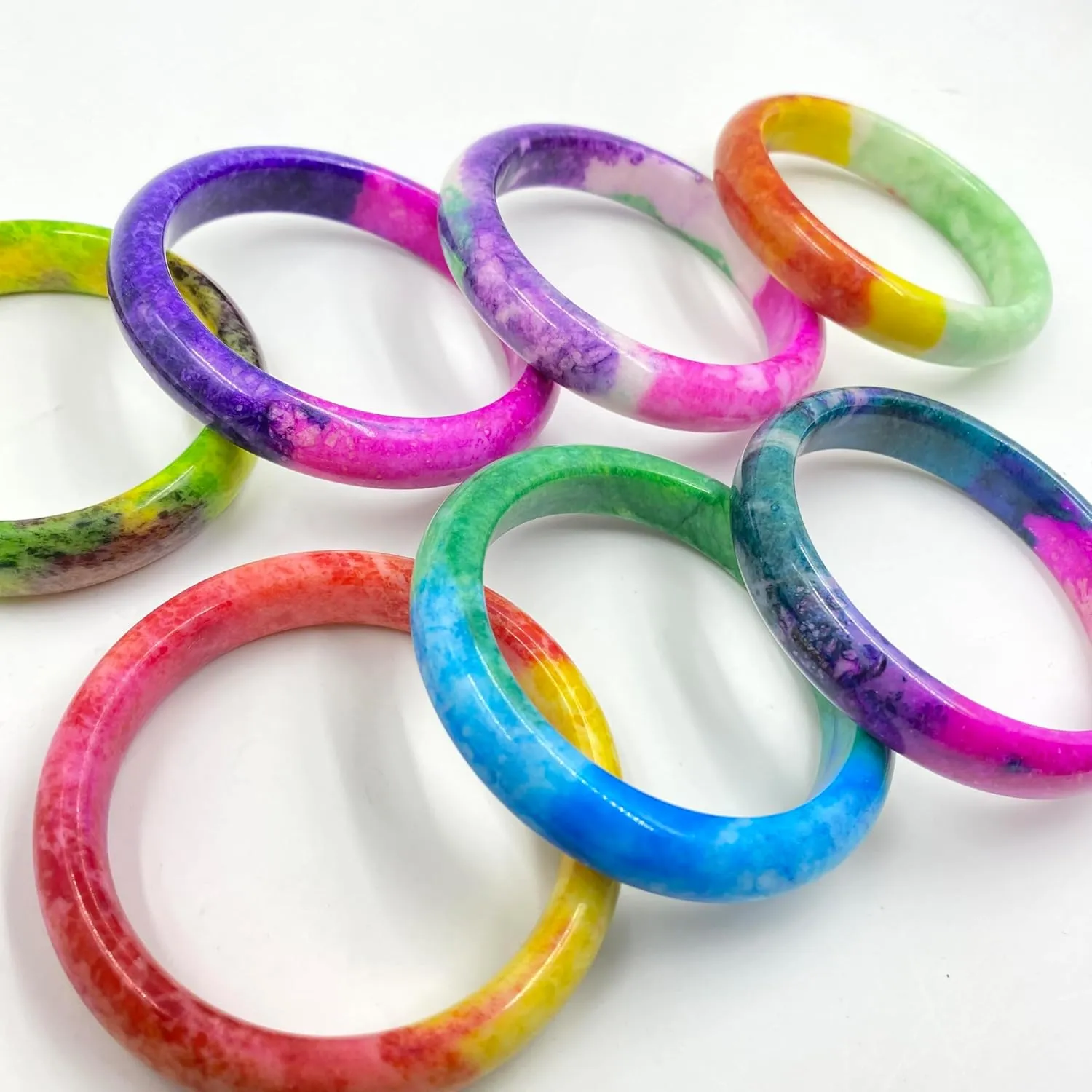 URED Colored Jade Bangle Bracelet For Women Chinese Feng Shui Good Luck Healing Wealth Bracelet Genuine Jade Stone Bracelet Yoga Meditation Energy Bangle Woman Mother Birthday Gift