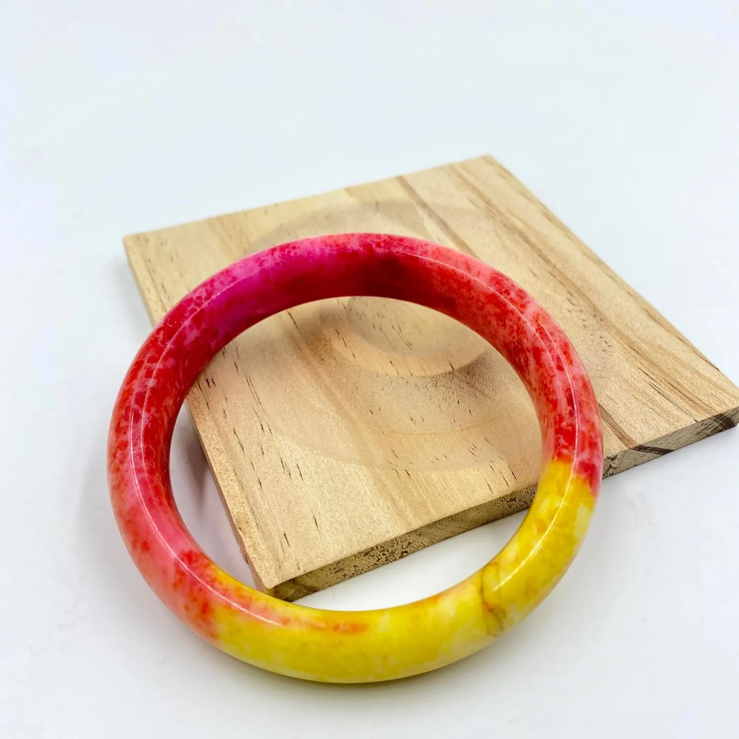 URED Colored Jade Bangle Bracelet For Women Chinese Feng Shui Good Luck Healing Wealth Bracelet Genuine Jade Stone Bracelet Yoga Meditation Energy Bangle Woman Mother Birthday Gift