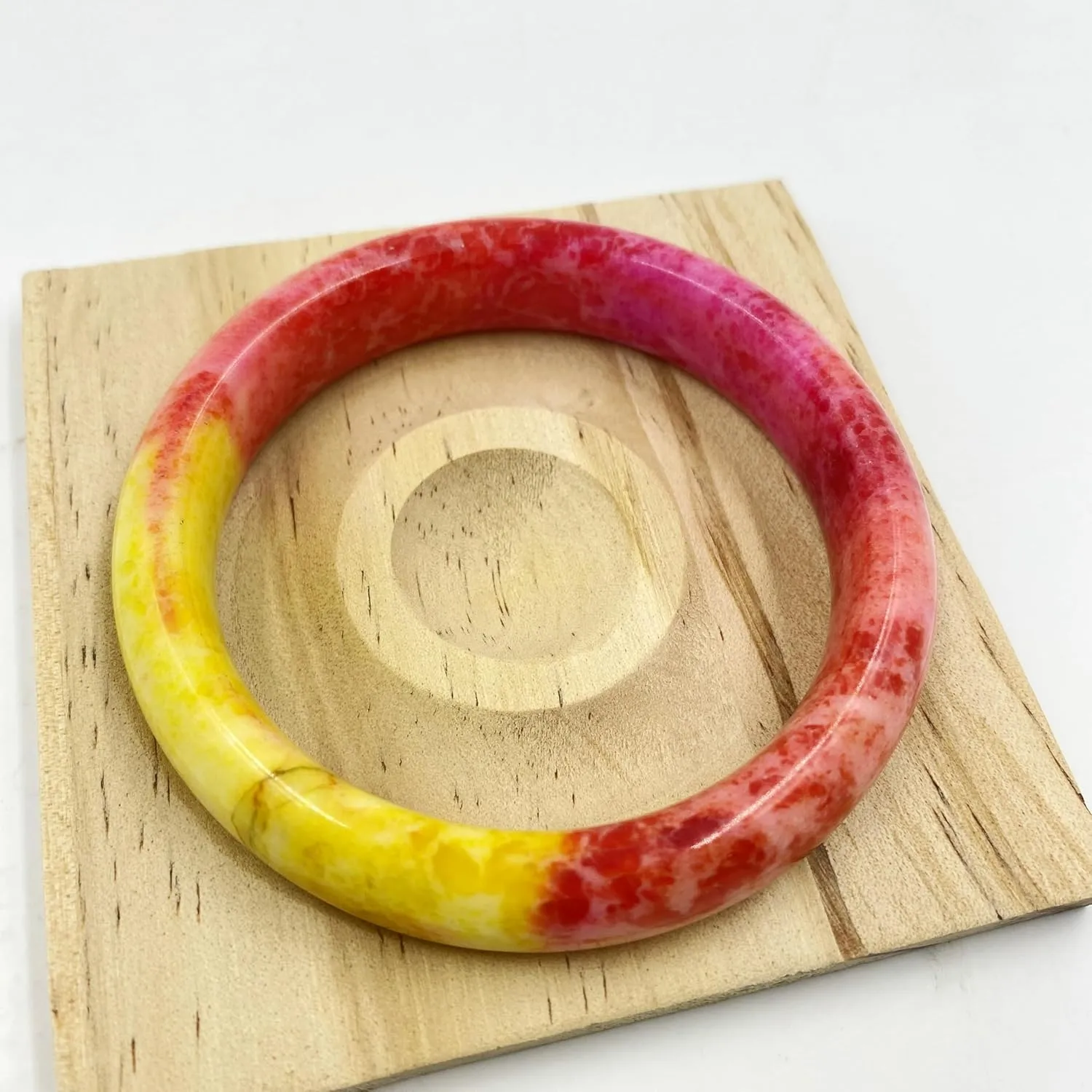 URED Colored Jade Bangle Bracelet For Women Chinese Feng Shui Good Luck Healing Wealth Bracelet Genuine Jade Stone Bracelet Yoga Meditation Energy Bangle Woman Mother Birthday Gift