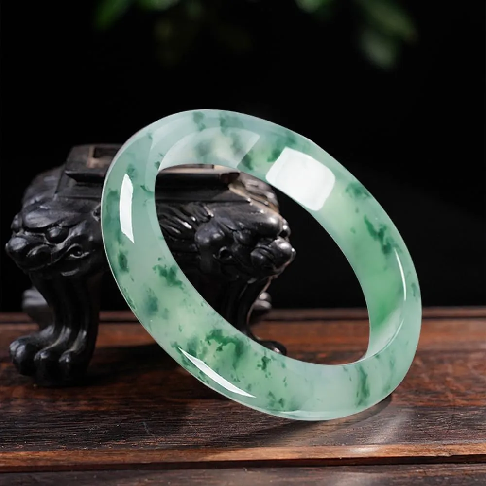 URED Floating Green Jade Bangle Bracelet For Women Narrow Feng Shui Bracelet Good Luck jade Bangle Genuine Healing For Woman Yoga meditation mother gift Birthday good luck