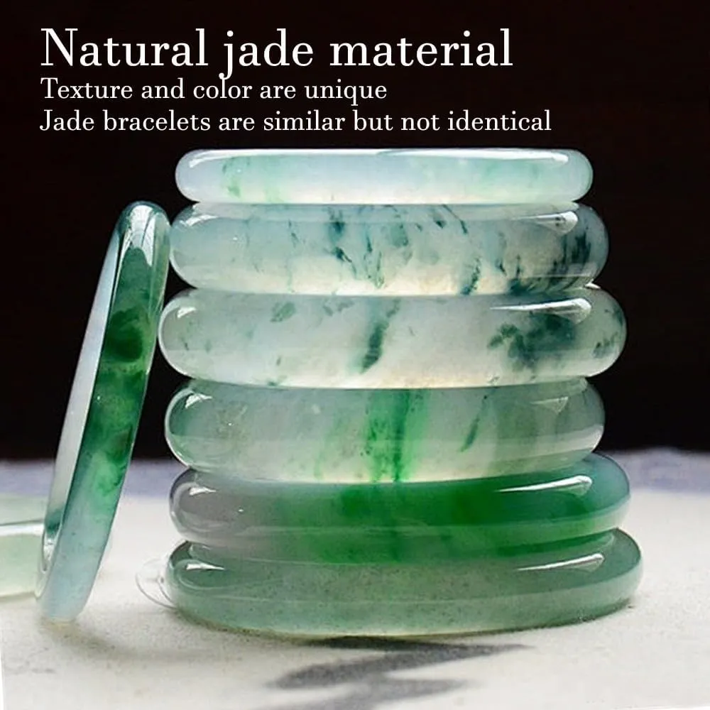URED Floating Green Jade Bangle Bracelet For Women Narrow Feng Shui Bracelet Good Luck jade Bangle Genuine Healing For Woman Yoga meditation mother gift Birthday good luck