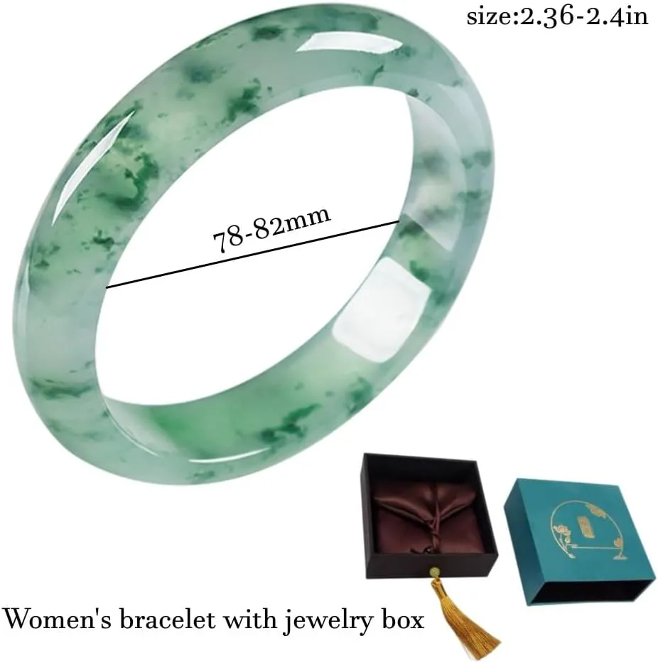 URED Floating Green Jade Bangle Bracelet For Women Narrow Feng Shui Bracelet Good Luck jade Bangle Genuine Healing For Woman Yoga meditation mother gift Birthday good luck