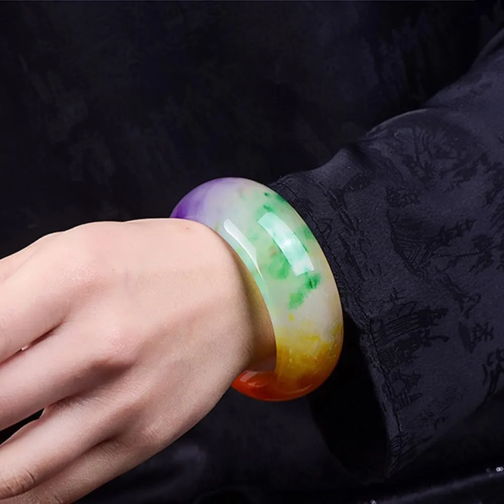 URED Natural Jade Bangle Bracelet For Women Good Luck Bangle Green Real Jade Bracelet Jade Stone Wealth Healing Bracelet Chinese Feng Shui Bracelet For Birthday
