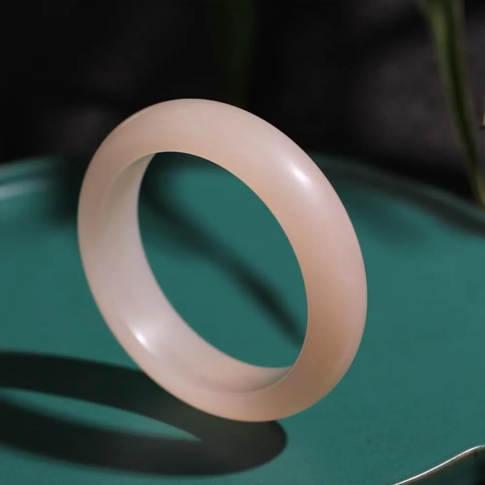 URED Natural Jade Bangle Bracelet for Women, Good Luck Wealth Bangle, Wide Round, for Mother Grandmother, Christmas Birthday