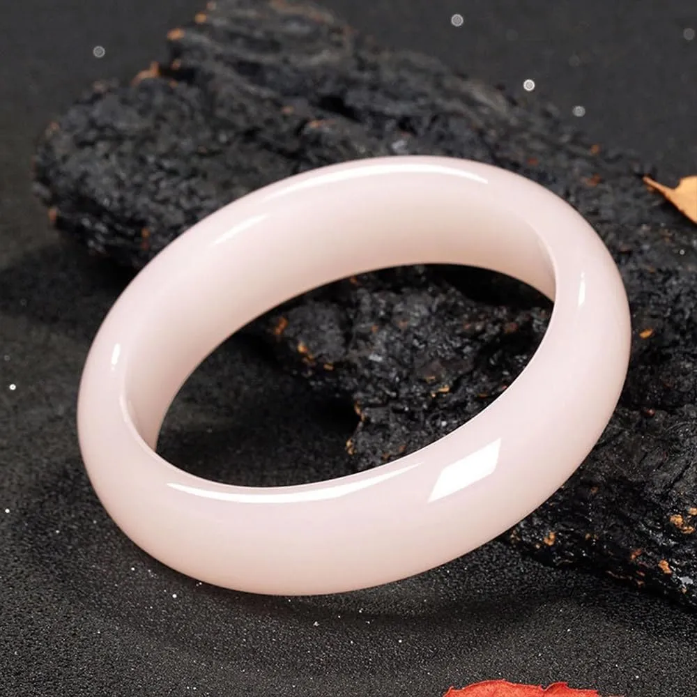 URED Natural Jade Bangle Bracelet for Women, Good Luck Wealth Bangle, Wide Round, for Mother Grandmother, Christmas Birthday