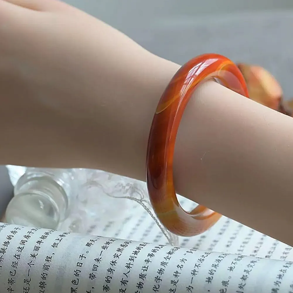 URED Natural Jade Stone Bangle for Women Good Luck Bangle Round Feng Shui Bangle Fashion Elegant Jade Stone Bangle