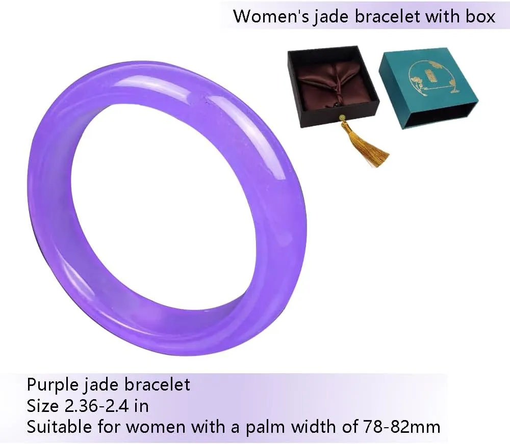 URED Natural Purple Jade Bangle Bracelet for Women Feng Shui Bracelet With Box Good Luck Bracelet Jade Healing Bracelet Chinese Wealth Bracelet For Birthday Woman Bangle