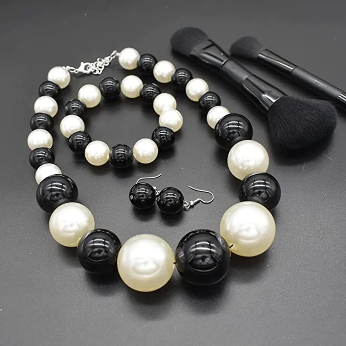 utop JNF Hand made Pearl Statement Necklace for Women Rhinestone Multilayer Crystal Necklaces Chunky Pearl Necklace Large Pearl Necklace and Earrings Set for Mother Mom's gift