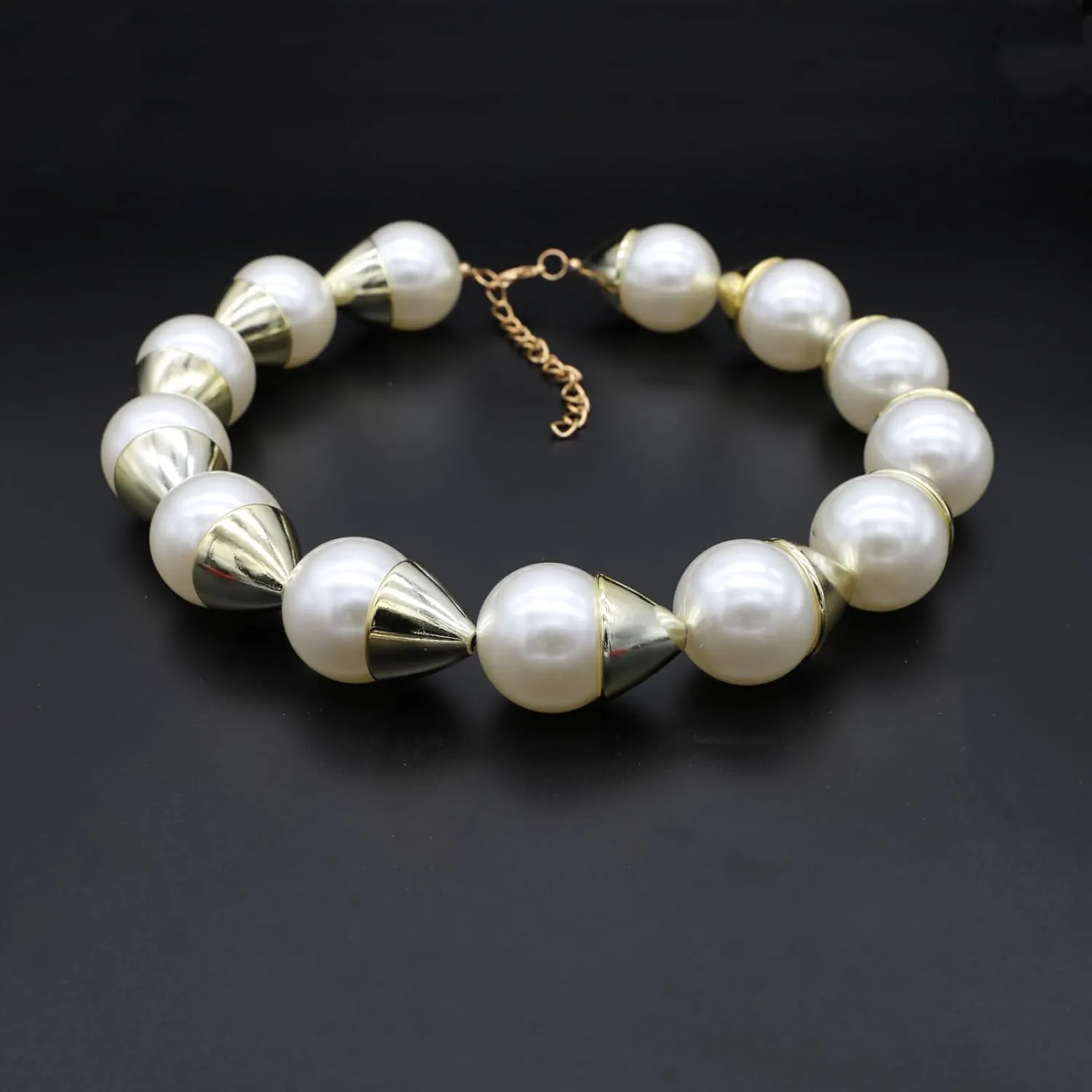 utop JNF Hand made Pearl Statement Necklace for Women Rhinestone Multilayer Crystal Necklaces Chunky Pearl Necklace Large Pearl Necklace and Earrings Set for Mother Mom's gift