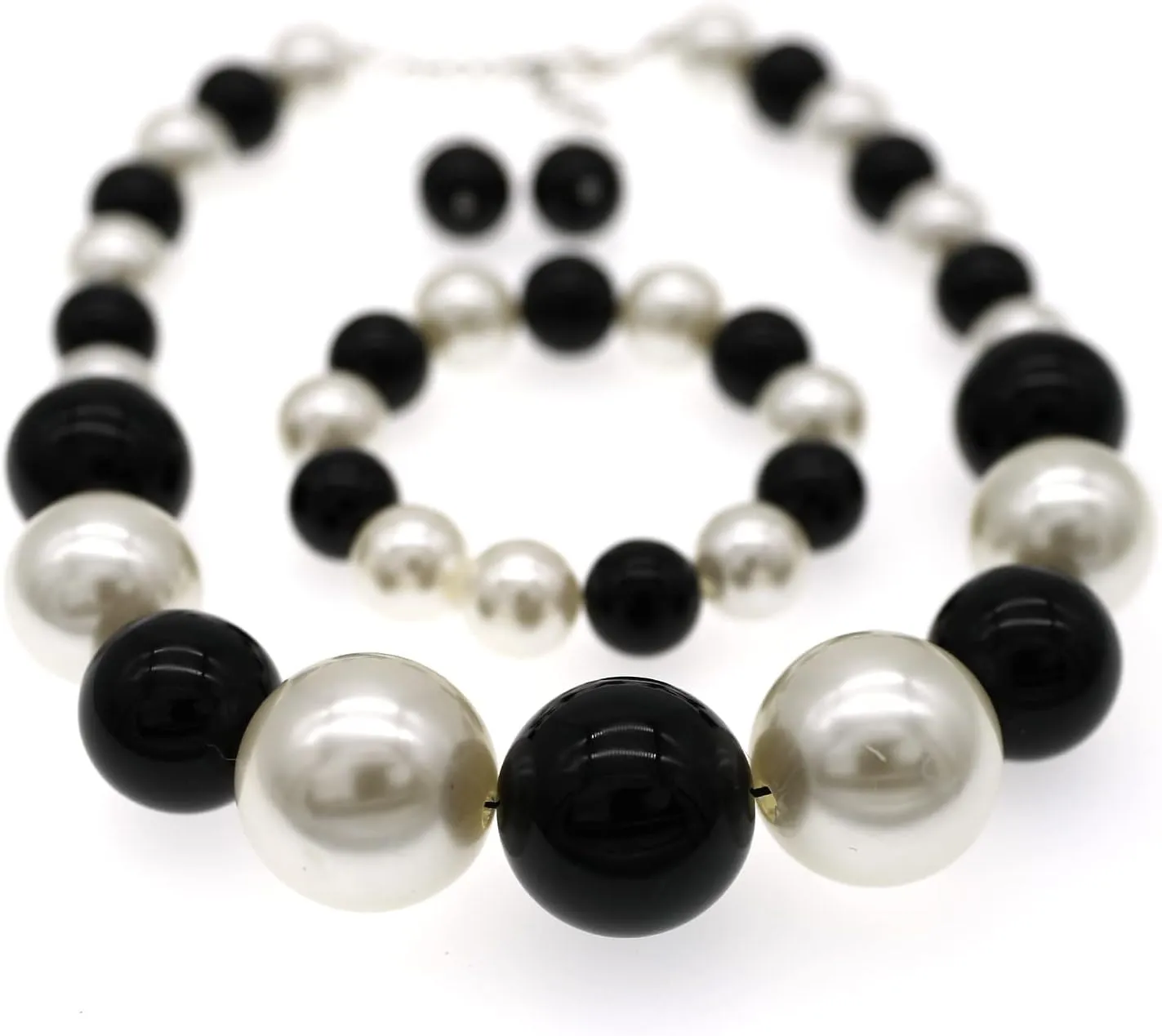 utop JNF Hand made Pearl Statement Necklace for Women Rhinestone Multilayer Crystal Necklaces Chunky Pearl Necklace Large Pearl Necklace and Earrings Set for Mother Mom's gift