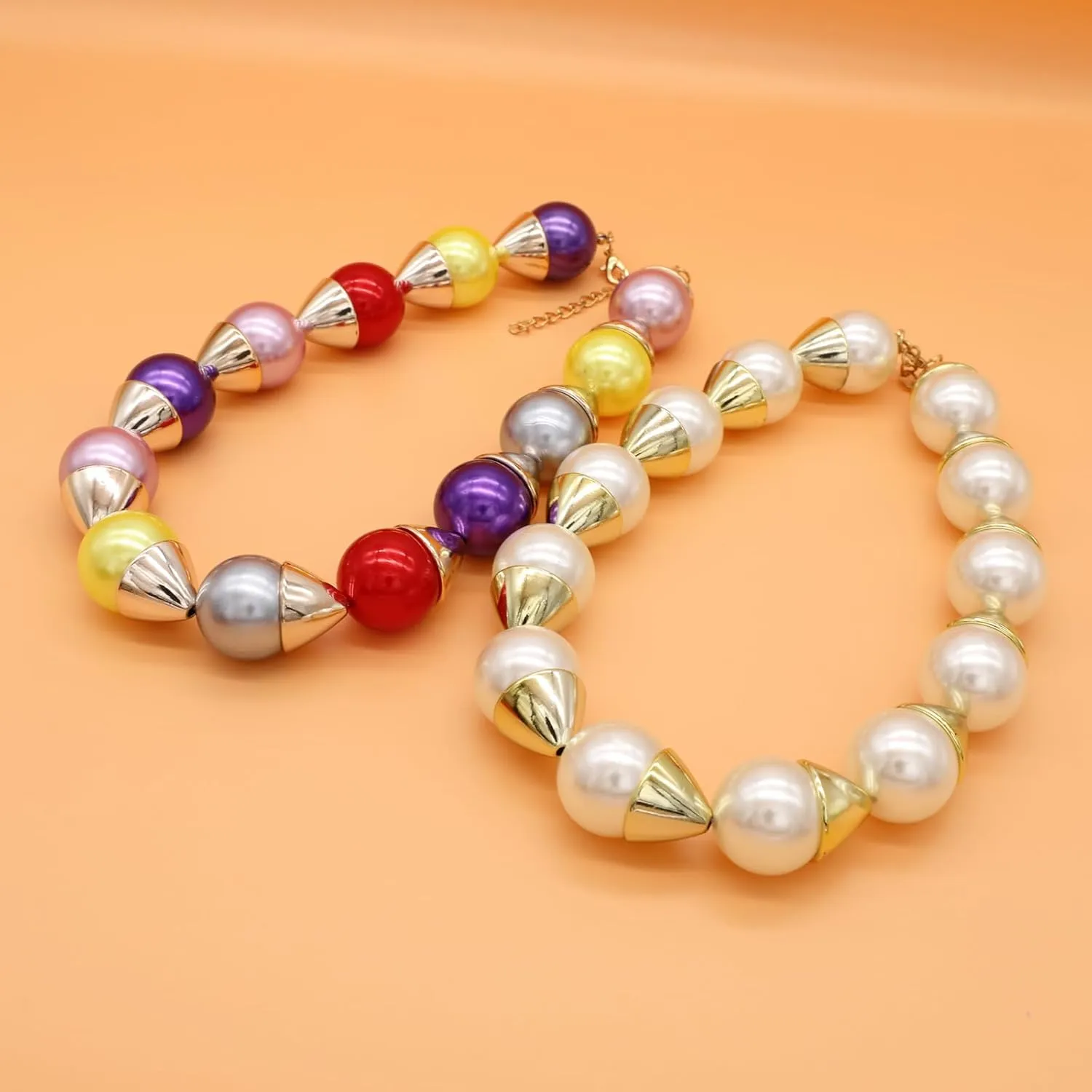 utop JNF Hand made Pearl Statement Necklace for Women Rhinestone Multilayer Crystal Necklaces Chunky Pearl Necklace Large Pearl Necklace and Earrings Set for Mother Mom's gift