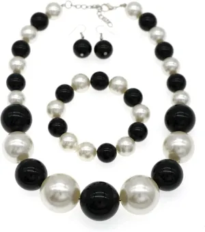 utop JNF Hand made Pearl Statement Necklace for Women Rhinestone Multilayer Crystal Necklaces Chunky Pearl Necklace Large Pearl Necklace and Earrings Set for Mother Mom's gift
