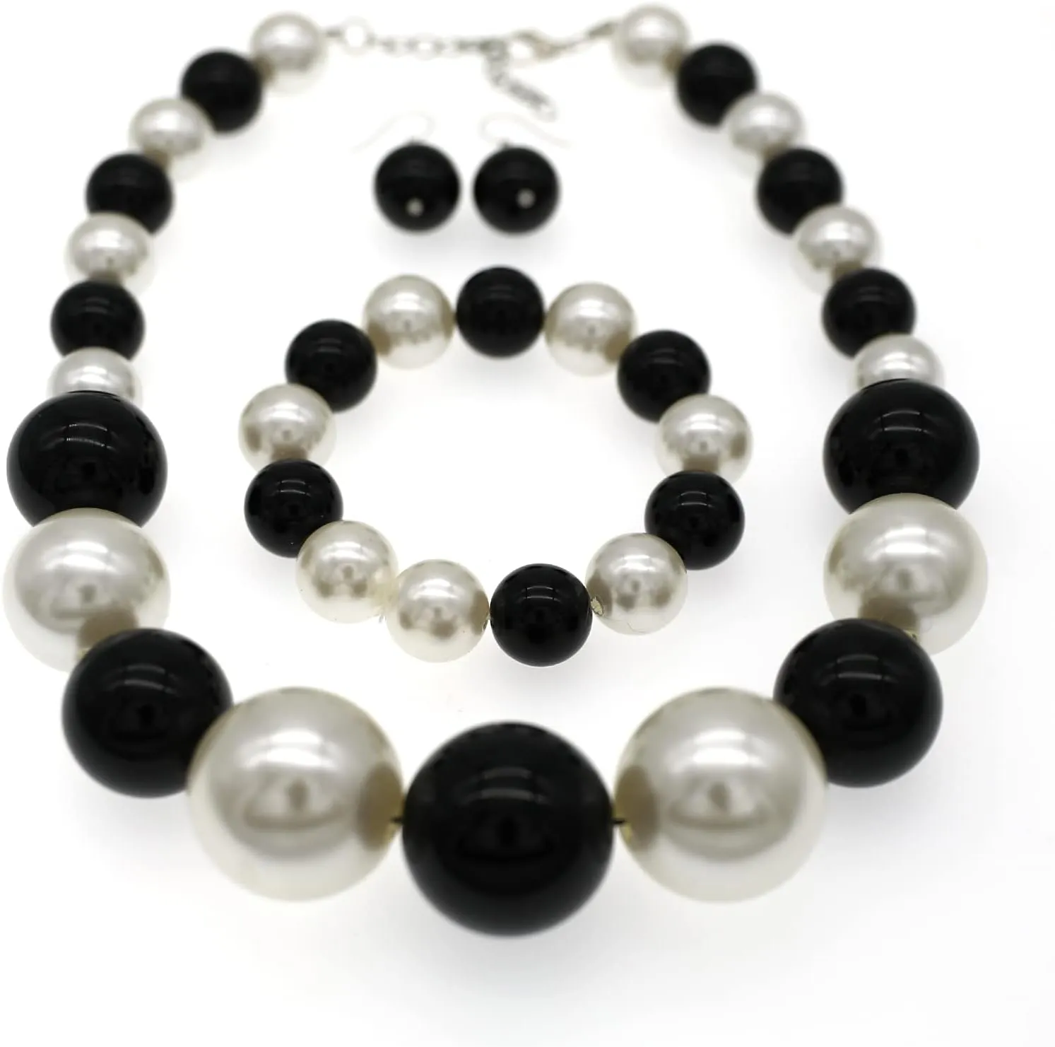 utop JNF Hand made Pearl Statement Necklace for Women Rhinestone Multilayer Crystal Necklaces Chunky Pearl Necklace Large Pearl Necklace and Earrings Set for Mother Mom's gift