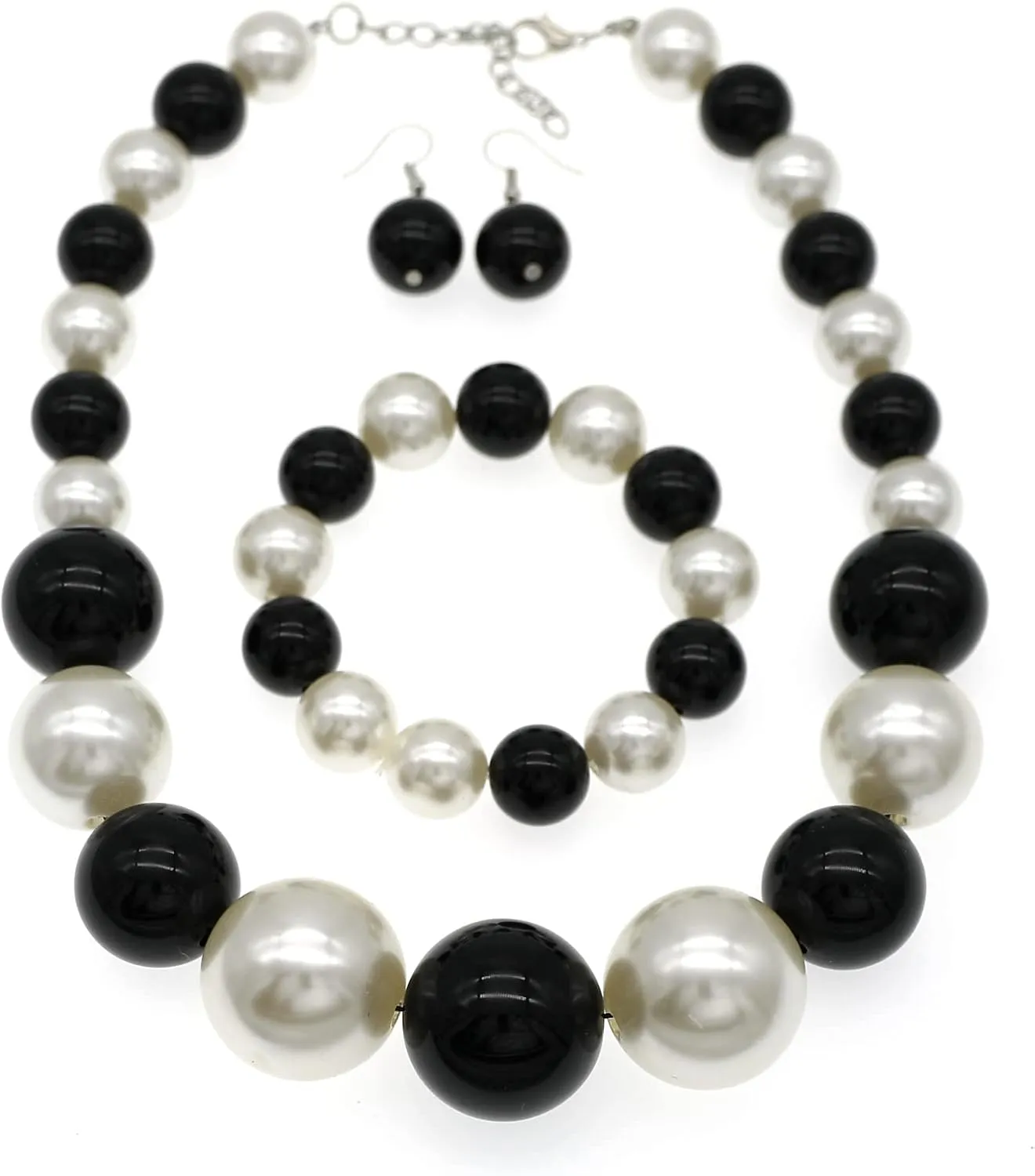 utop JNF Hand made Pearl Statement Necklace for Women Rhinestone Multilayer Crystal Necklaces Chunky Pearl Necklace Large Pearl Necklace and Earrings Set for Mother Mom's gift