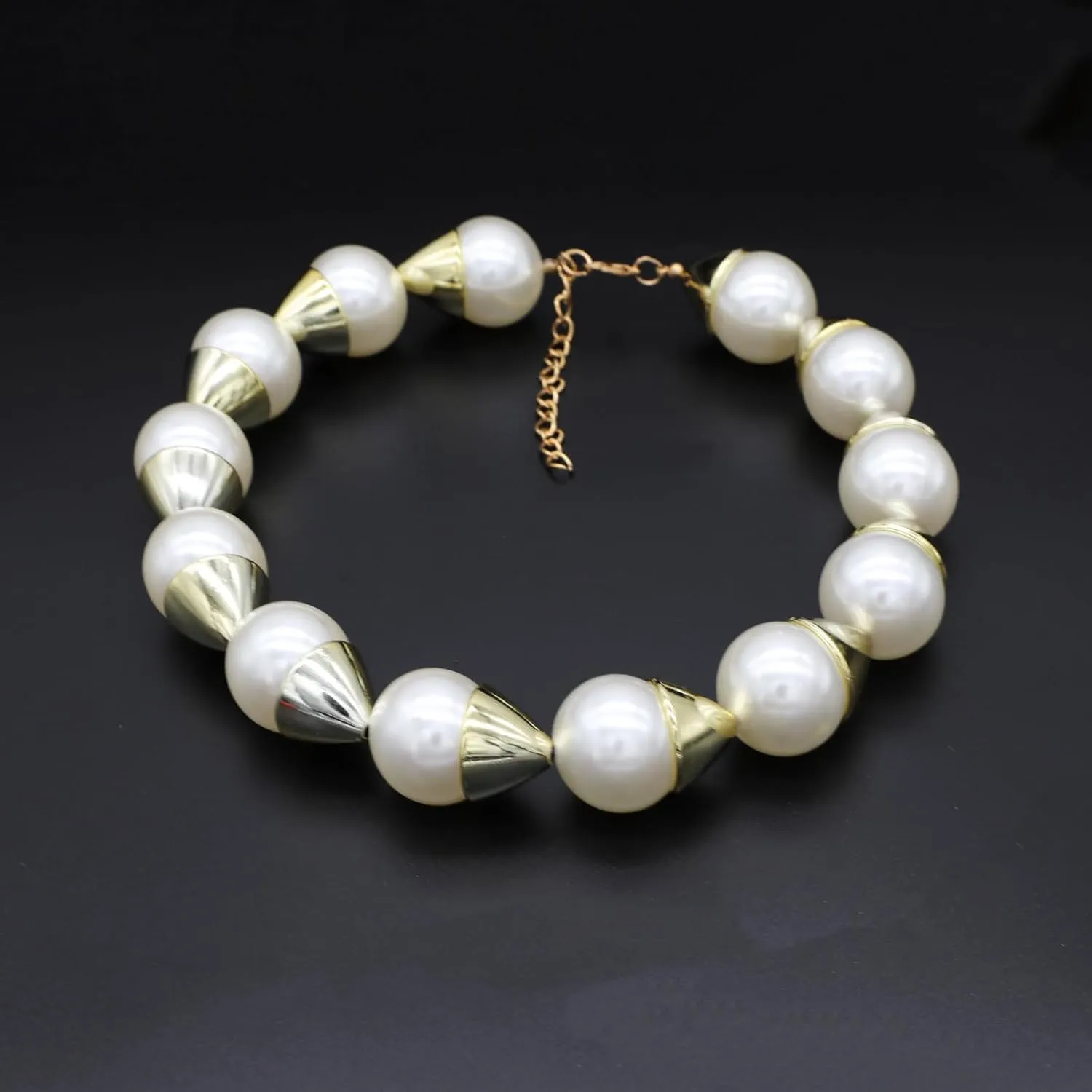 utop JNF Hand made Pearl Statement Necklace for Women Rhinestone Multilayer Crystal Necklaces Chunky Pearl Necklace Large Pearl Necklace and Earrings Set for Mother Mom's gift