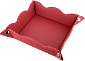 Valet Tray Cosmetics Jewelry Organizer Box Multifunctional Leather Storage Tray(Bright Red)