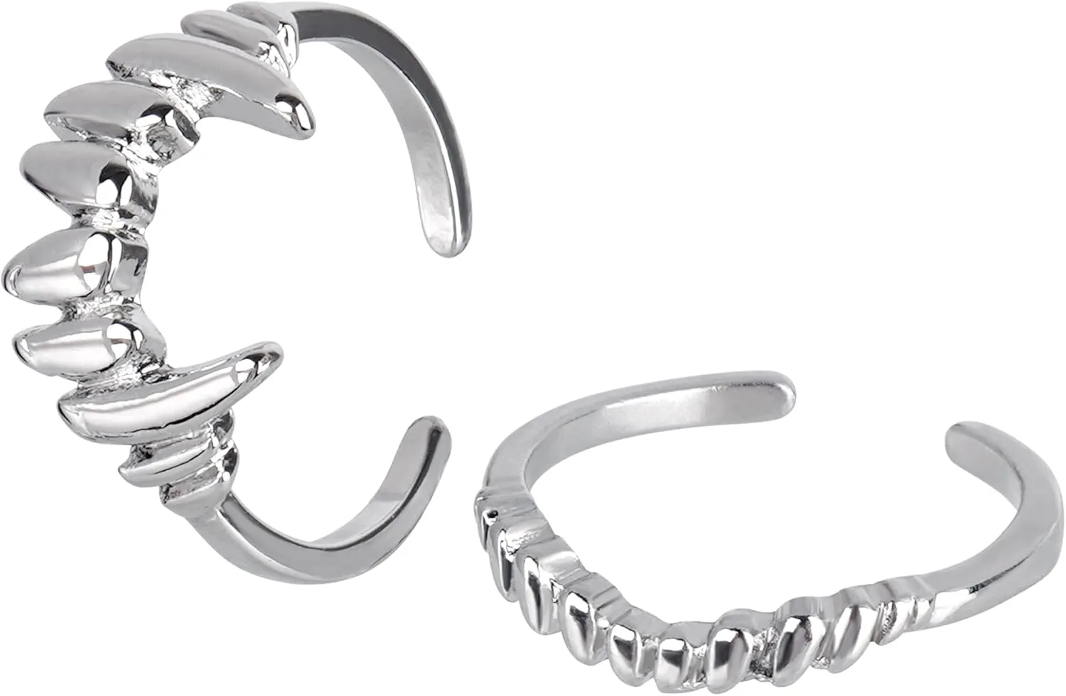 Vampire Fang Ring, Adjustable Sturdy Alloy Jewelry, Teeth Rings Set, Pinky Ring for Parties, Cosplay Prop Accessory, Couple Gifts (2 Pcs)