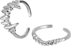 Vampire Fang Ring, Adjustable Sturdy Alloy Jewelry, Teeth Rings Set, Pinky Ring for Parties, Cosplay Prop Accessory, Couple Gifts (2 Pcs)
