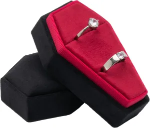 Velvet Coffin Ring Box Case Holder for Gothic Wedding Ceremony,Gothic Jewelry Organizer Decorations (Black and Red)