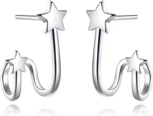 VIKI LYNN 925 Sterling Silver Double Star Wrap Cuff Earrings for Women