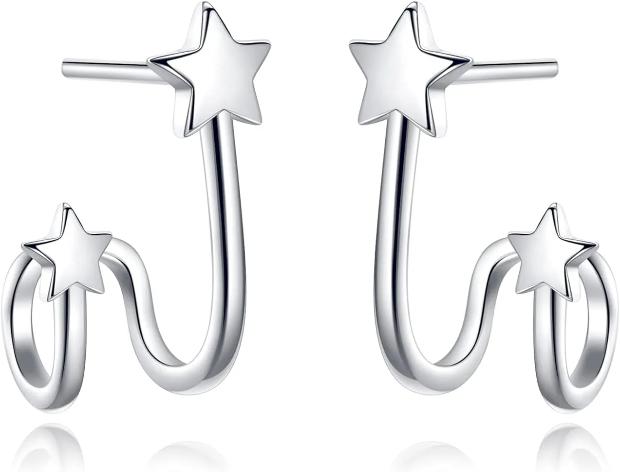 VIKI LYNN 925 Sterling Silver Double Star Wrap Cuff Earrings for Women