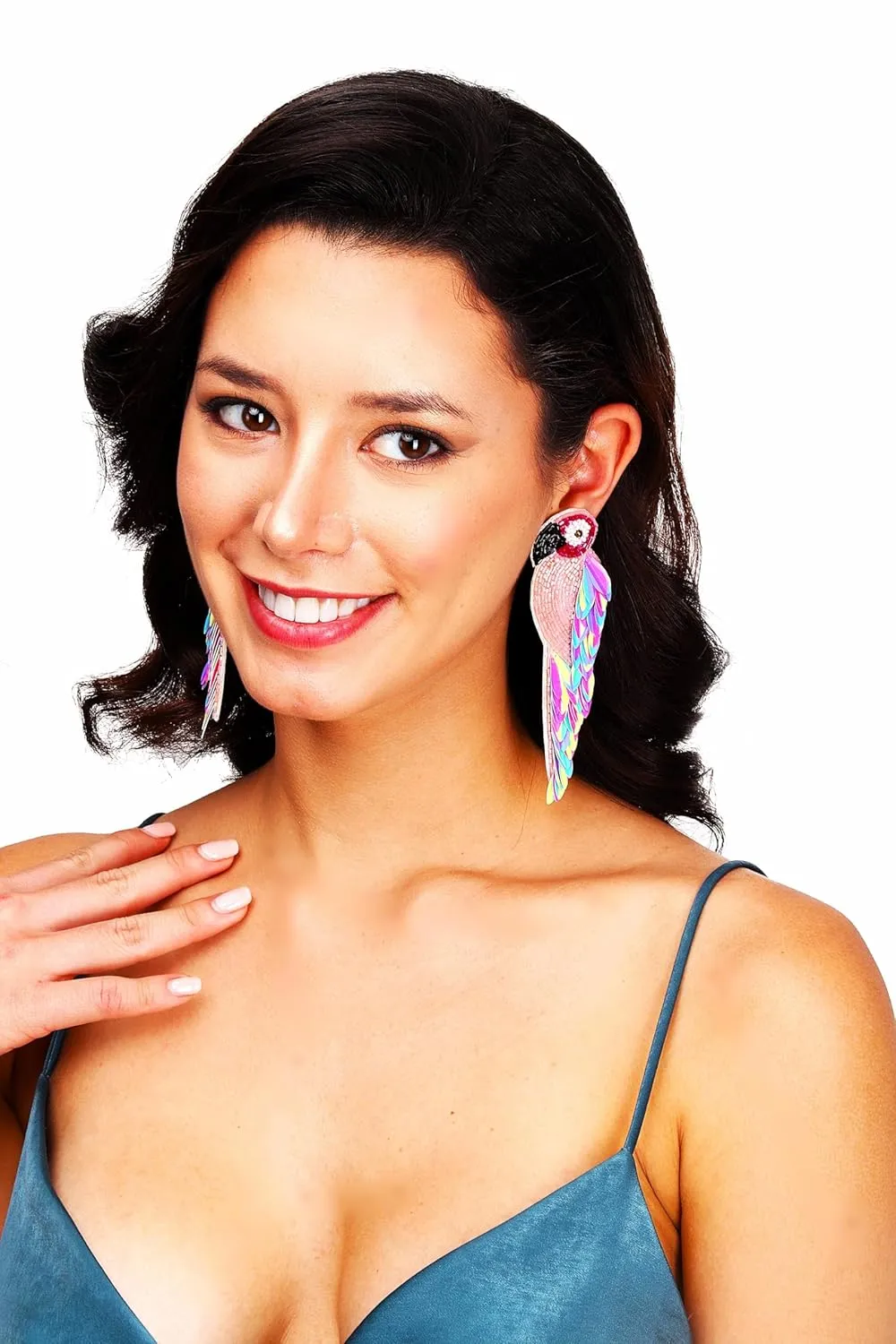 Vinca jewel's Sequence and Seed Bead Macaw Parrot Bird Earrings Multicolour, Summer Jewelry Dangle Scarlet Macaw Gifts for Women Girls Charms Long size Earrings
