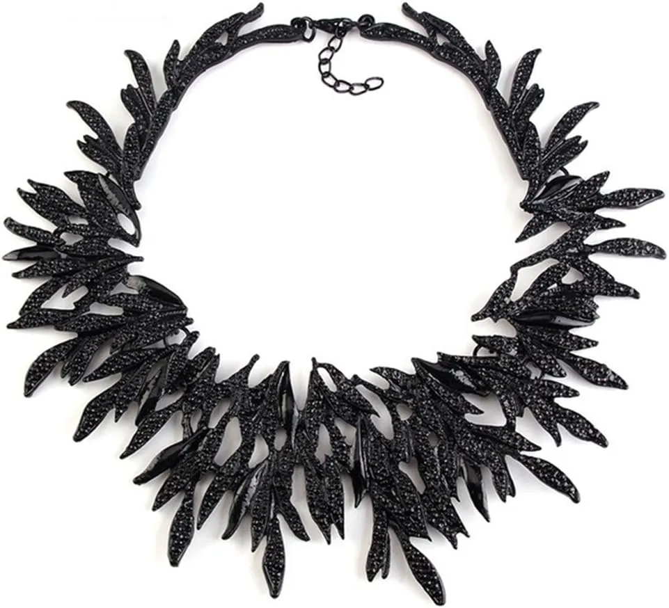 Vintage Bib Choker Collar Neklace Black Leaf Statement Collar Necklace Woman Fashion Jewelry Necklace