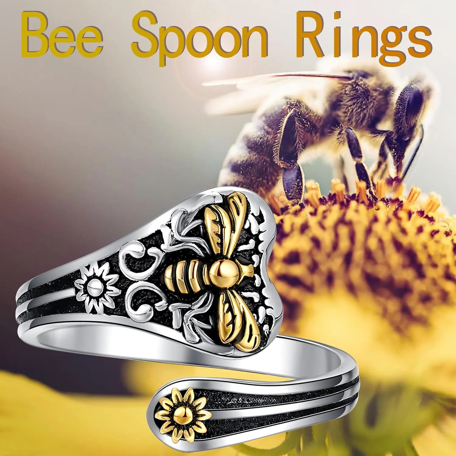 Vintage Jewelry Turquoise Spoon Rings for Women: 925 Sterling Silver Inspirational Ring Adjustable Wrap Open Band Rings Mothers Day Birthday Christmas jewelry Gifts