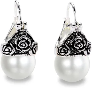 Vintage Pearl Earrings Unique Pearl Drop Dangle Jewelry Rose Flower Cuff Earrings for Women