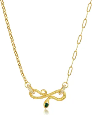 Vintage Style Gold Necklace For Women with Emerald Pendant, 18 Inches