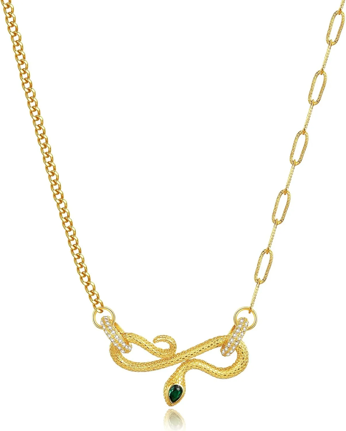 Vintage Style Gold Necklace For Women with Emerald Pendant, 18 Inches