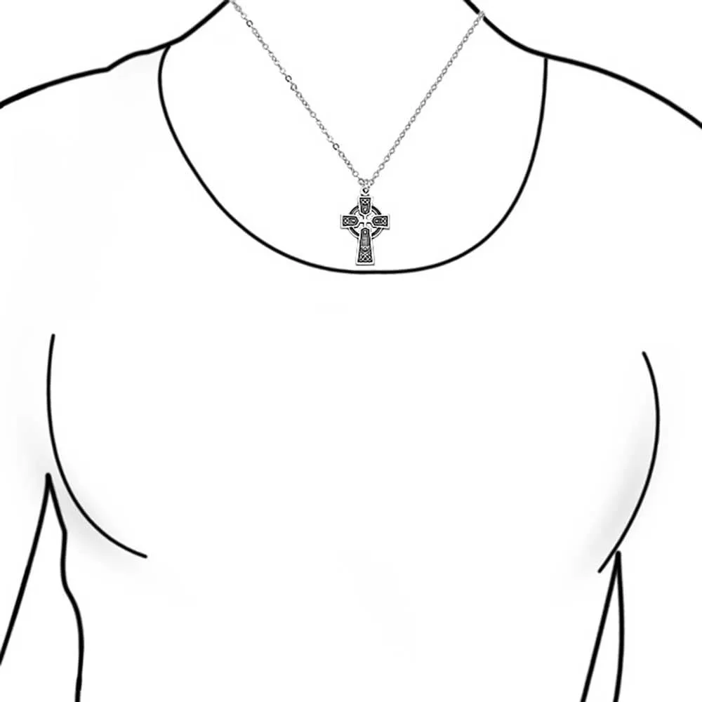Vintage Style Viking Love Knot Religious Infinity Trinity Celtic Cross Pendant Necklace For Women Teens Oxidized .925 Sterling Silver