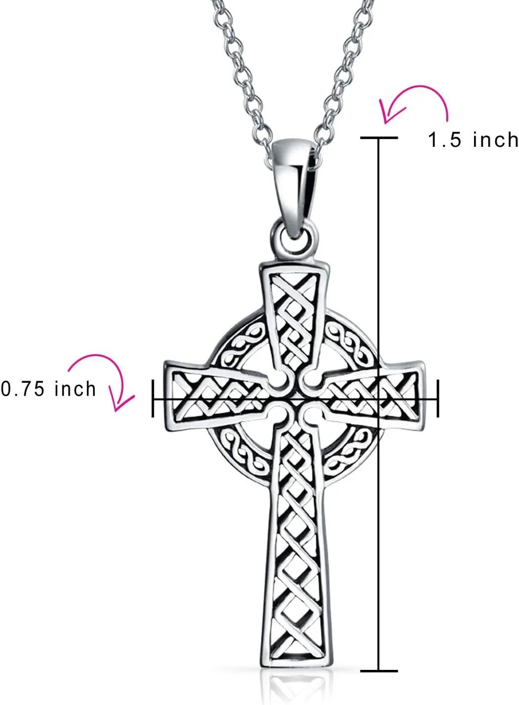 Vintage Style Viking Love Knot Religious Infinity Trinity Celtic Cross Pendant Necklace For Women Teens Oxidized .925 Sterling Silver