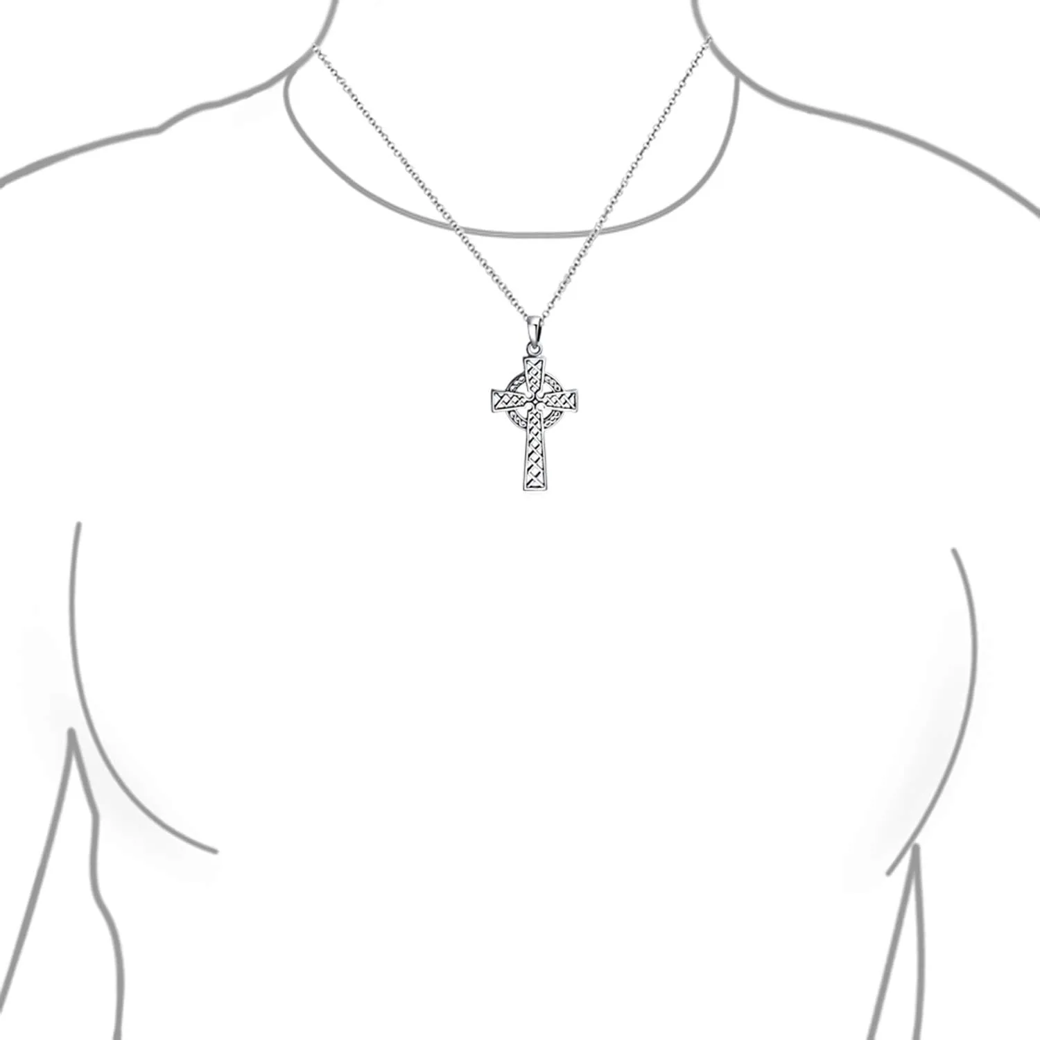 Vintage Style Viking Love Knot Religious Infinity Trinity Celtic Cross Pendant Necklace For Women Teens Oxidized .925 Sterling Silver