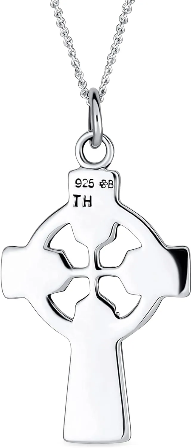 Vintage Style Viking Love Knot Religious Infinity Trinity Celtic Cross Pendant Necklace For Women Teens Oxidized .925 Sterling Silver