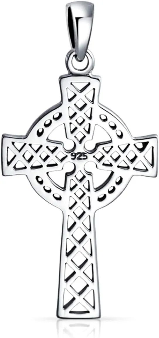 Vintage Style Viking Love Knot Religious Infinity Trinity Celtic Cross Pendant Necklace For Women Teens Oxidized .925 Sterling Silver