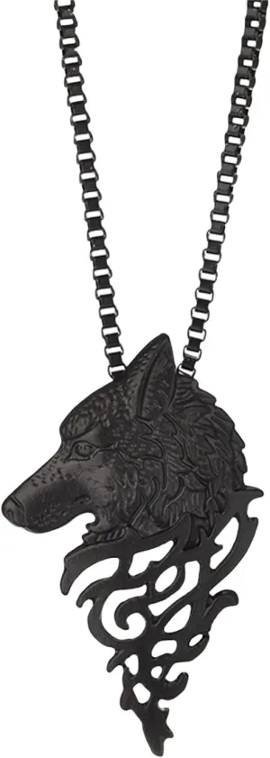 Vintage Wolf Head Necklace Nordic Viking Wolf Head Pendant Necklace Celtic Style Wolf Totem Amulet Necklace Creative Wolf Head Pendant Sweater Chain Viking Jewelry Necklace