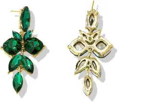 Vintage Zirconia Leaf Earrings for Women,Fashion Rhinestone Crystal Long Dangle Drop Earrings Party Prom Jewelry Gifts