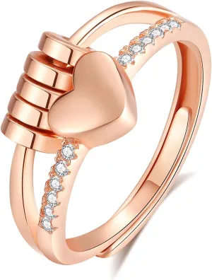 Vito 925 Sterling Silver Fidget Anxiety Ring for Women, Adjustable Open Spinner Ring Stress Relief Ring Stacking Band Anillos Jewelry Gift for Mom Daughter